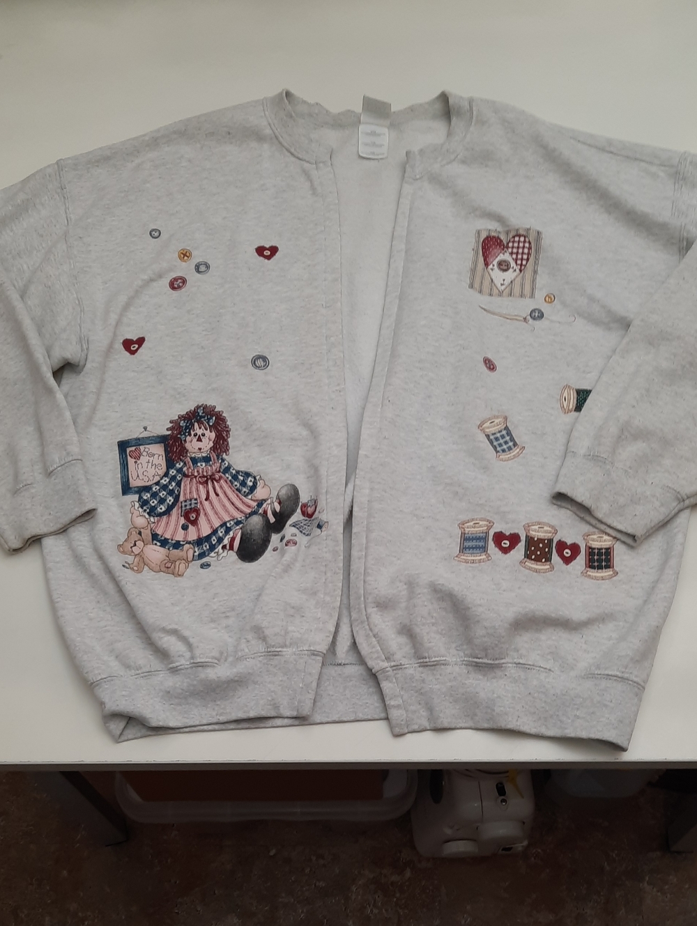 Vintage Gildan - Raggedy Ann - Themed Sweatshirt Cardigan - Size XXL